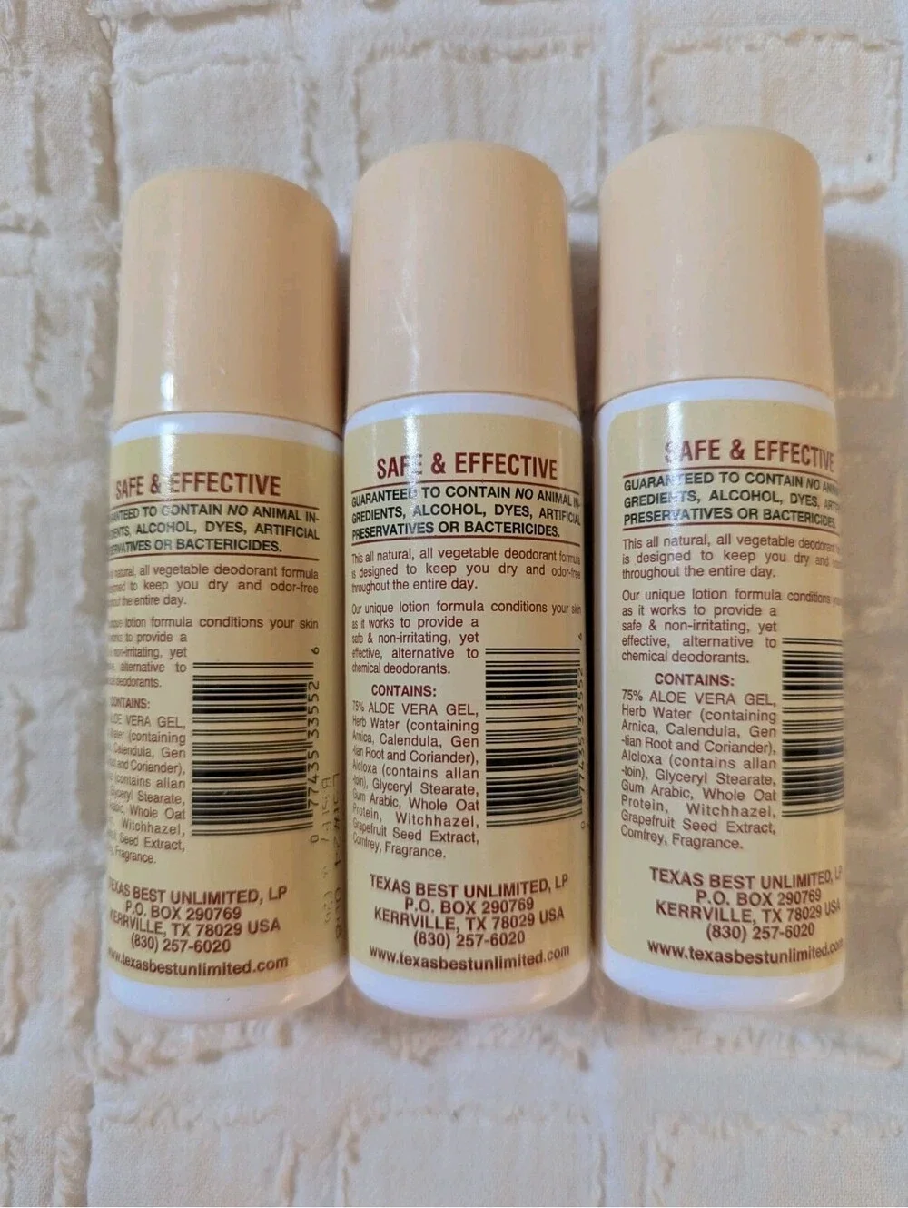 Lot Of 3 Alvera Aloe & Almonds All Natural Roll On Deodorant 3oz ea